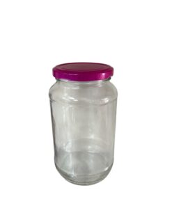 Frasco Vidrio  800 cc con tapa Esmaltada de Color